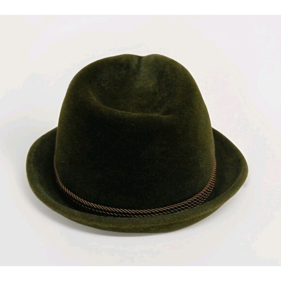 Vintage Wool Fedora Hat Green Rope Band German Austrian Swiss Haugsburger Felt - Picture 3 of 9